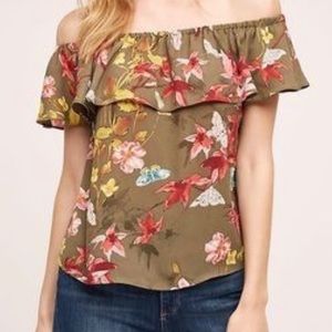 Maeve Anthropologie Vallita Floral Print Off the Shoulder Blouse